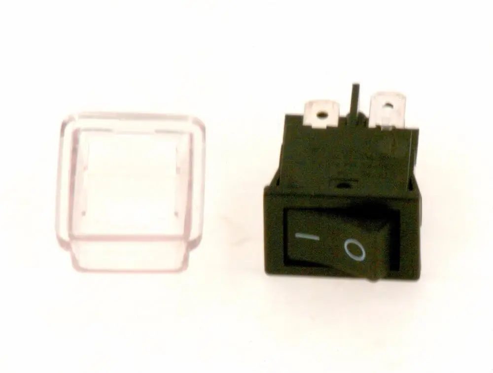 Schalter von Bosch mit einem Kippschalter-Design und einer transparenten Abdeckung, geeignet für elektrische Anwendungen.